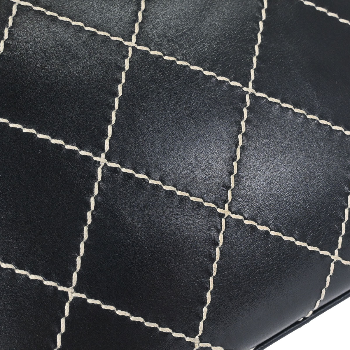 Chanel Black Calfskin Wild Stitch Tote Handbag