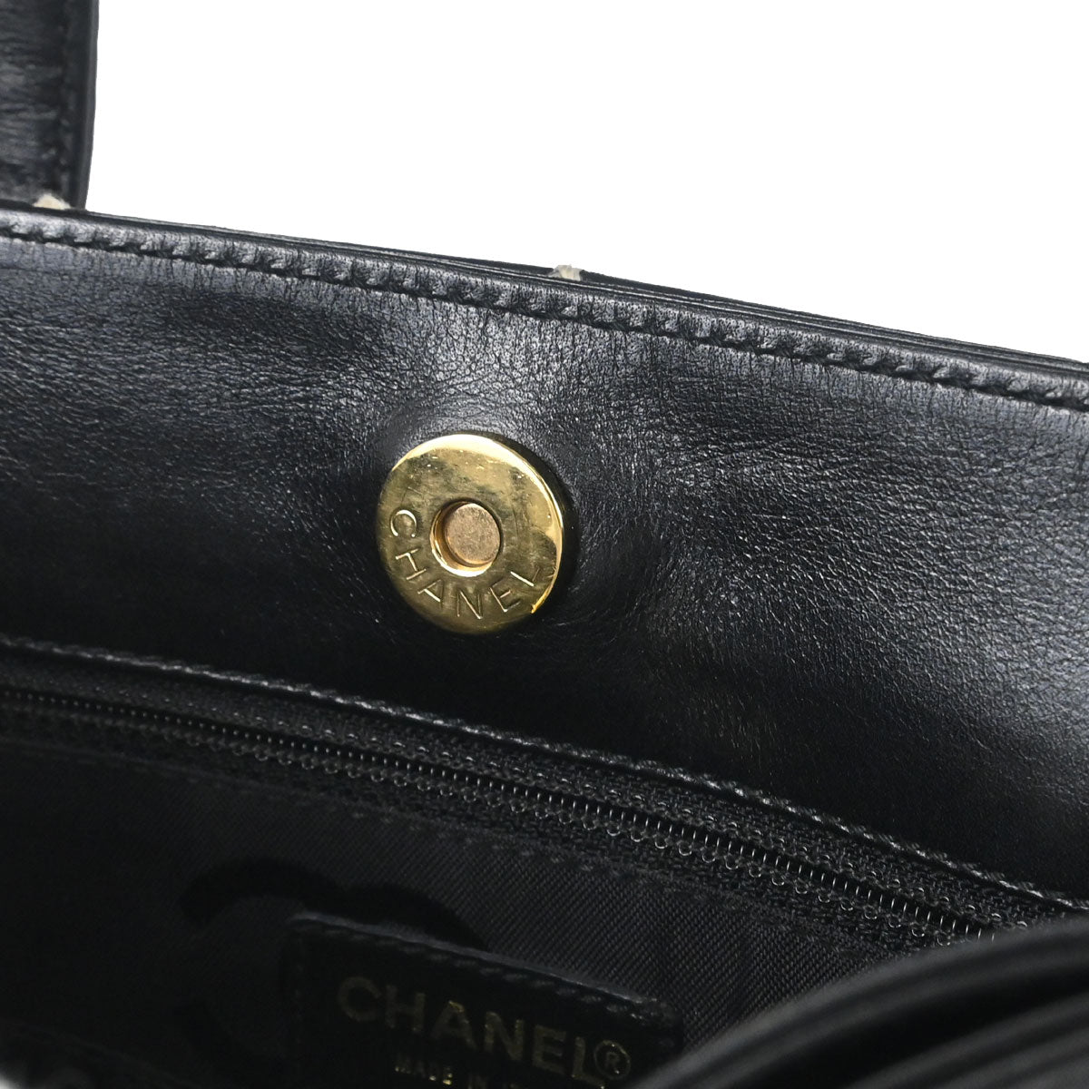 Chanel Black Calfskin Wild Stitch Tote Handbag