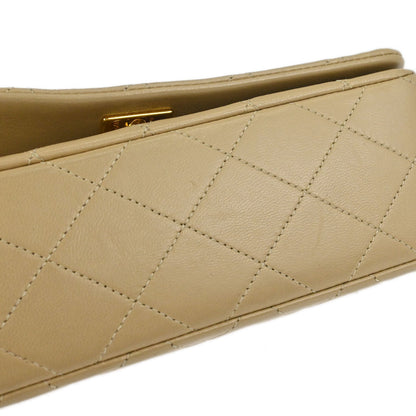 Chanel Beige Lambskin Turnlock Mini Full Flap Shoulder Bag