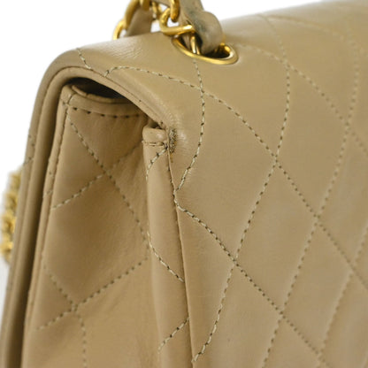 Chanel Beige Lambskin Turnlock Mini Full Flap Shoulder Bag