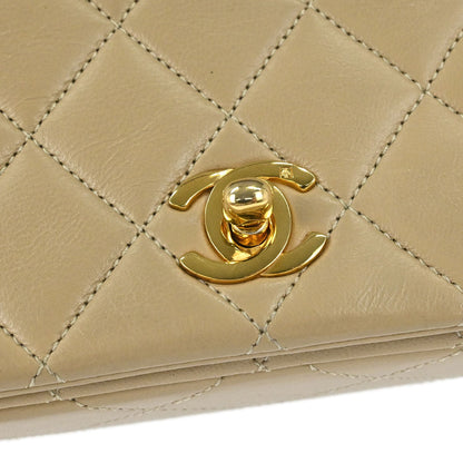 Chanel Beige Lambskin Turnlock Mini Full Flap Shoulder Bag
