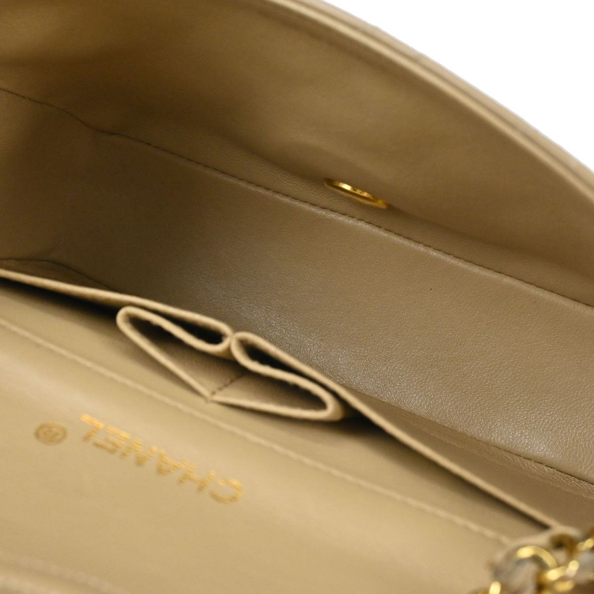 Chanel Beige Lambskin Turnlock Mini Full Flap Shoulder Bag