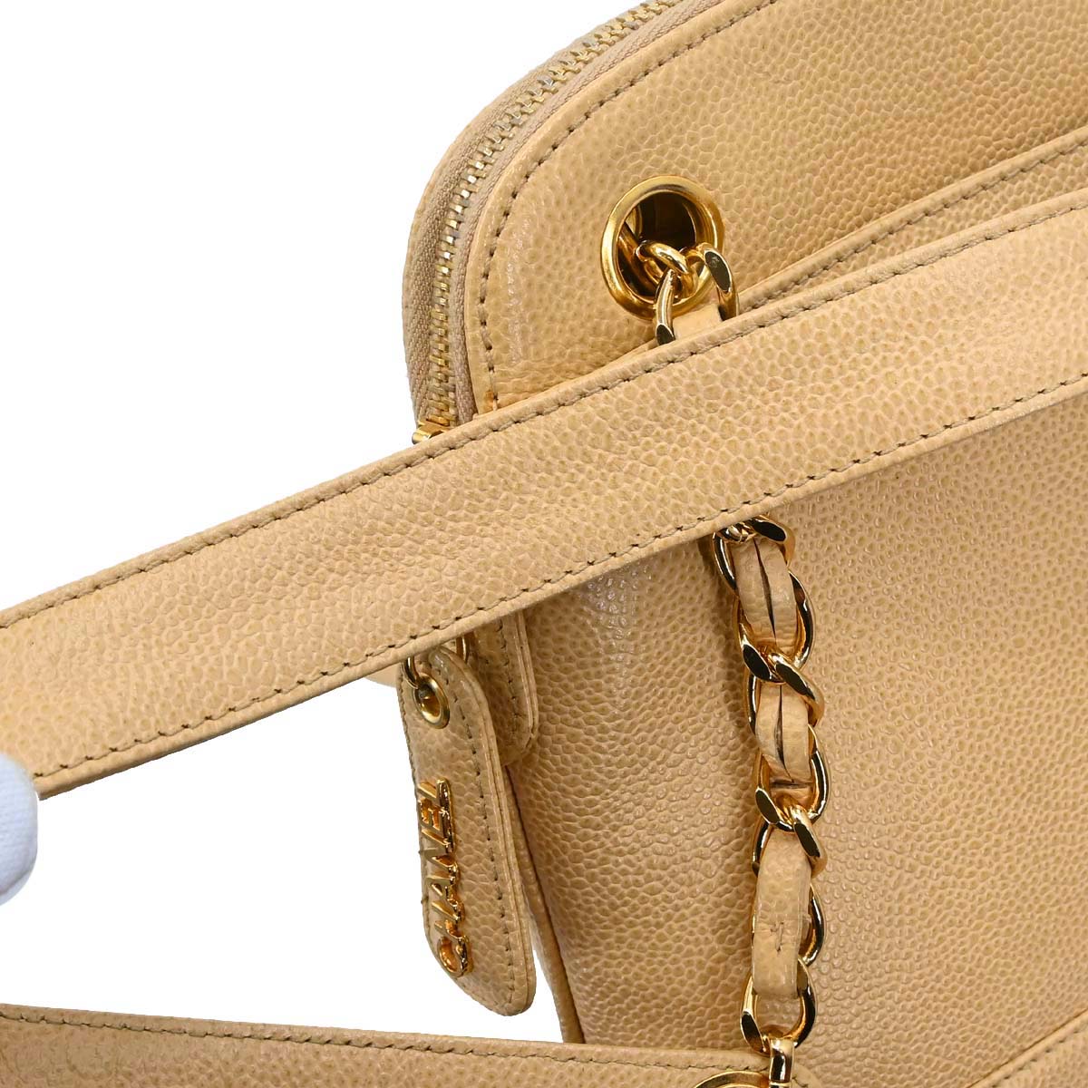 Chanel Beige Caviar Skin Shoulder Bag