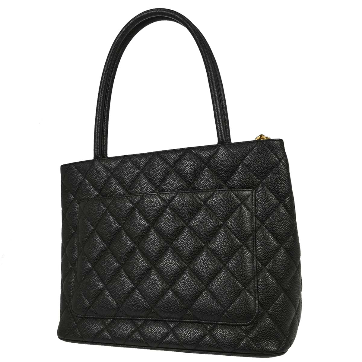 Chanel Black Caviar Skin Medallion Tote Handbag