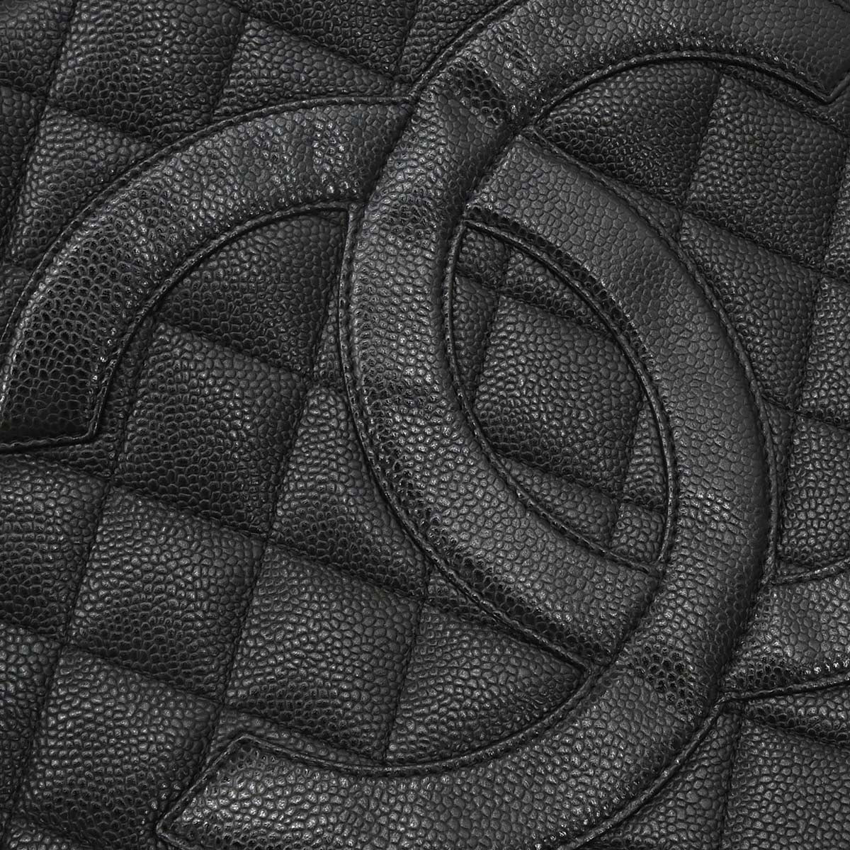 Chanel Black Caviar Skin Medallion Tote Handbag