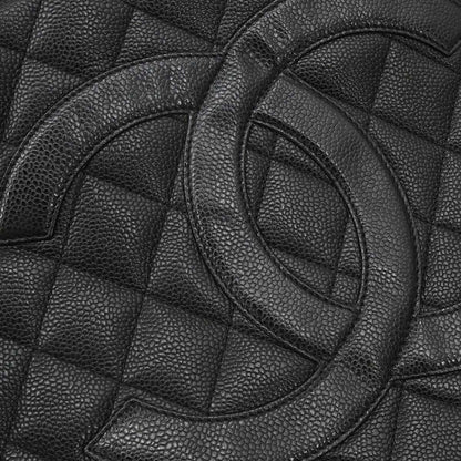Chanel Black Caviar Skin Medallion Tote Handbag