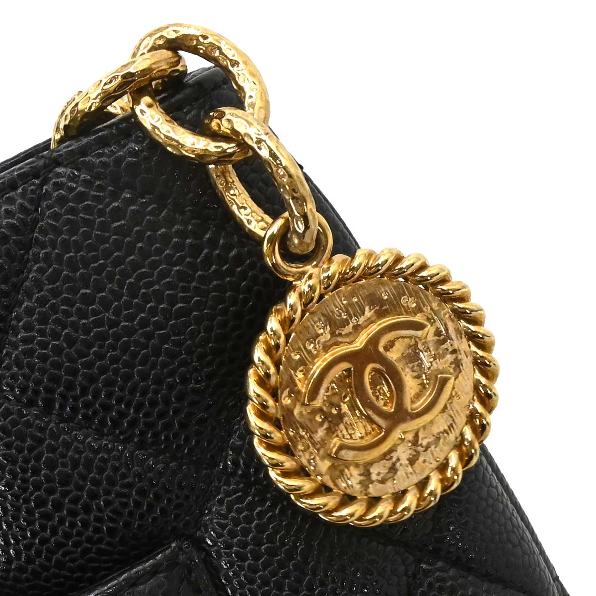 Chanel Black Caviar Skin Medallion Tote Handbag