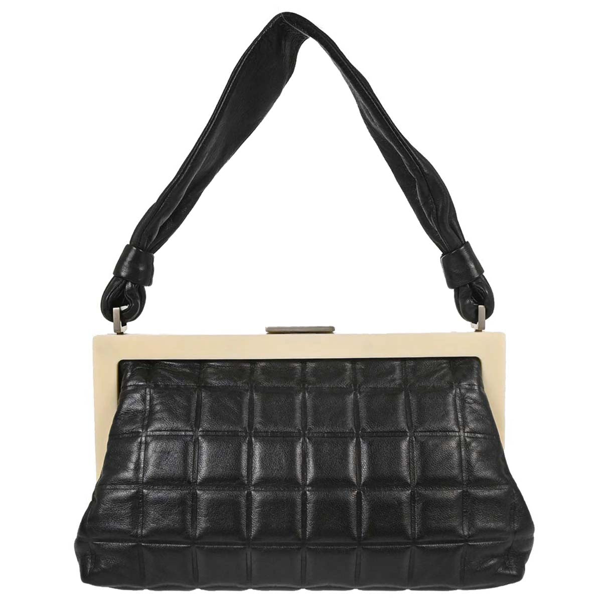 Chanel 2002-2003 Black Lambskin Choco Bar Handbag