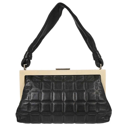 Chanel 2002-2003 Black Lambskin Choco Bar Handbag