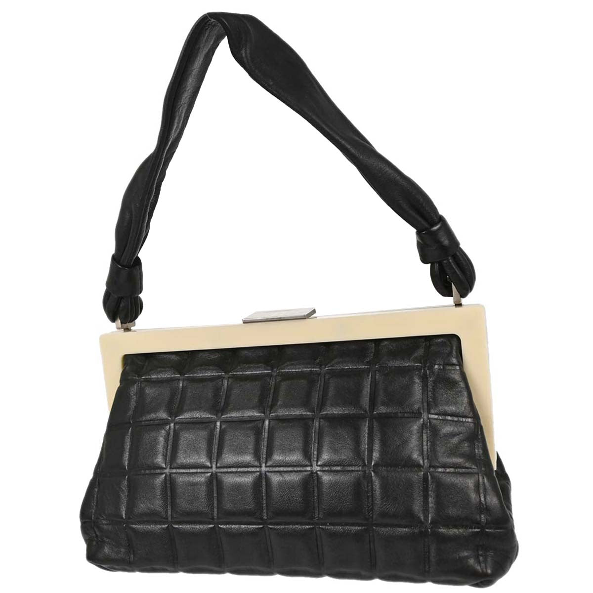 Chanel 2002-2003 Black Lambskin Choco Bar Handbag