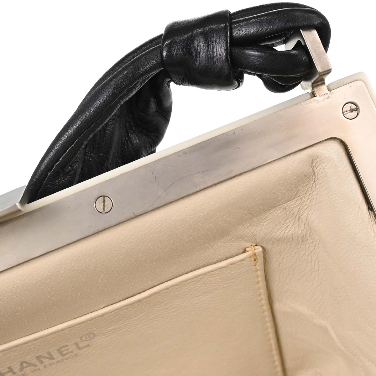 Chanel 2002-2003 Black Lambskin Choco Bar Handbag