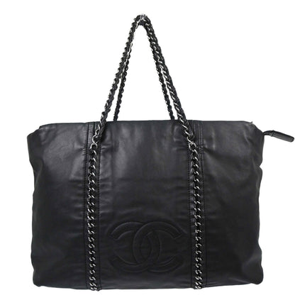 Chanel 2005-2006 Black Calfskin Luxury Line Tote Handbag