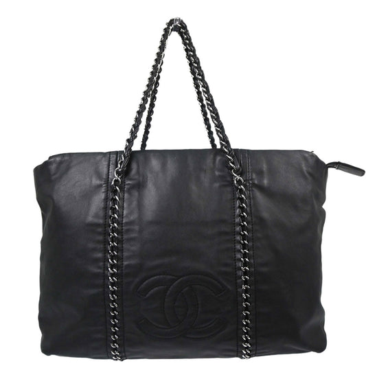 Chanel 2005-2006 Black Calfskin Luxury Line Tote Handbag