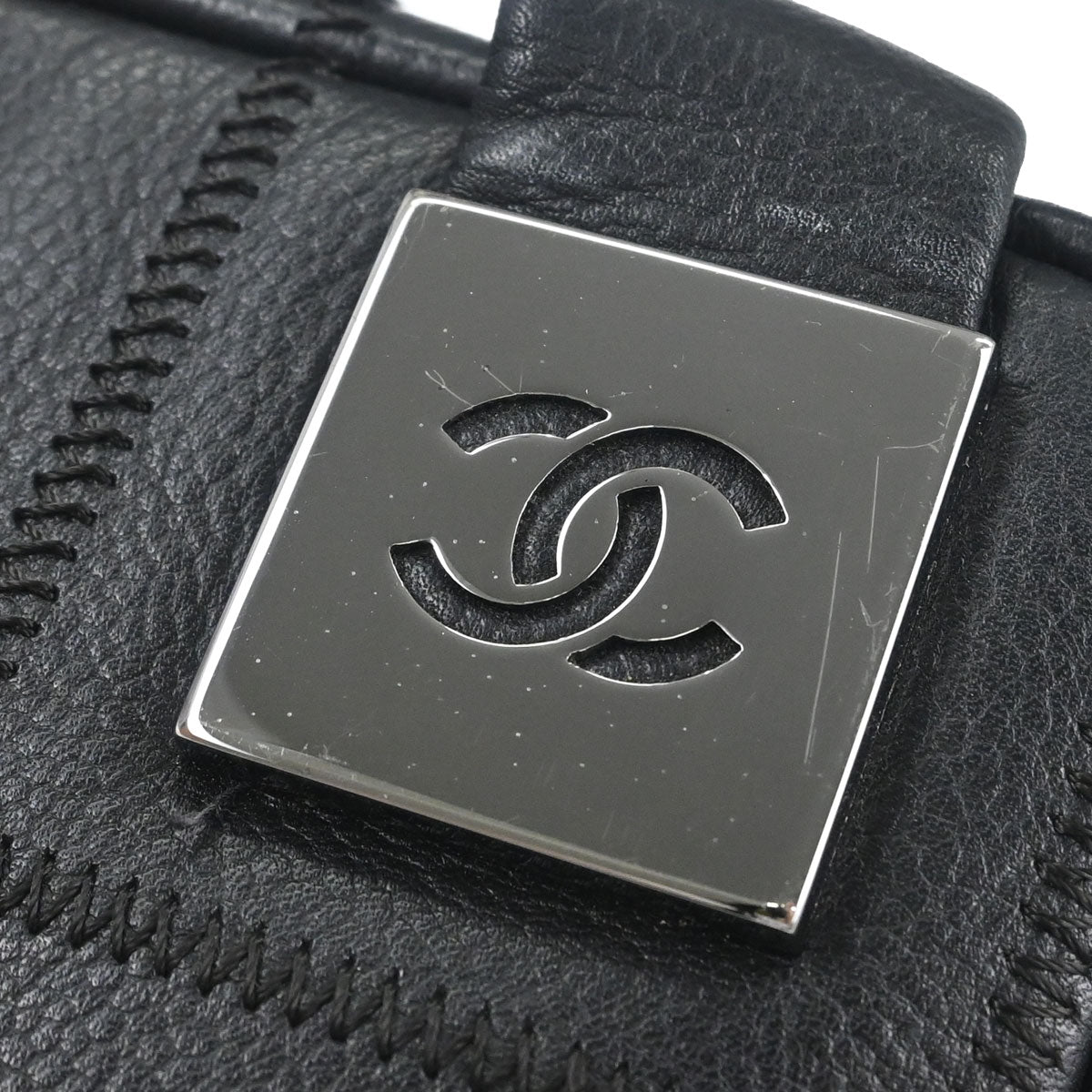 Chanel Black Caviar Skin Choco Bar Wild Stitch Handbag