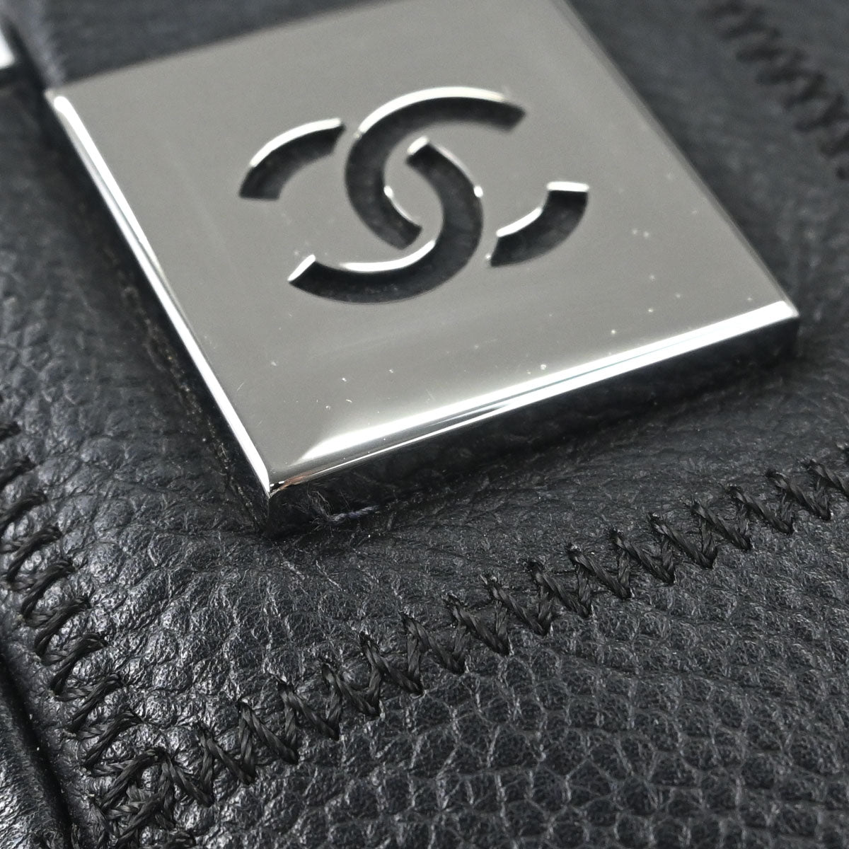 Chanel Black Caviar Skin Choco Bar Wild Stitch Handbag