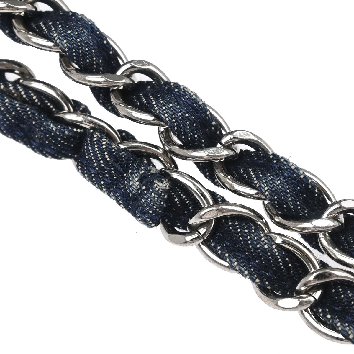 Chanel Navy Denim Crystal Medium Classic Double Flap Shoulder Bag