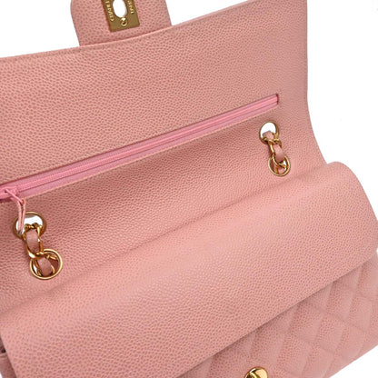 Chanel Pink Caviar Medium Double Flap Shoulder Bag