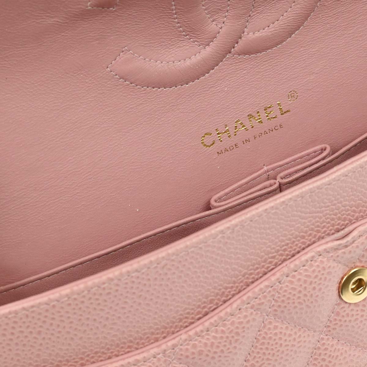 Chanel Pink Caviar Medium Double Flap Shoulder Bag