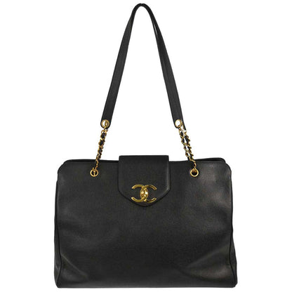Chanel Black Caviar Supermodel Tote Shoulder Bag