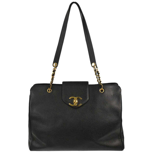 Chanel Black Caviar Supermodel Tote Shoulder Bag