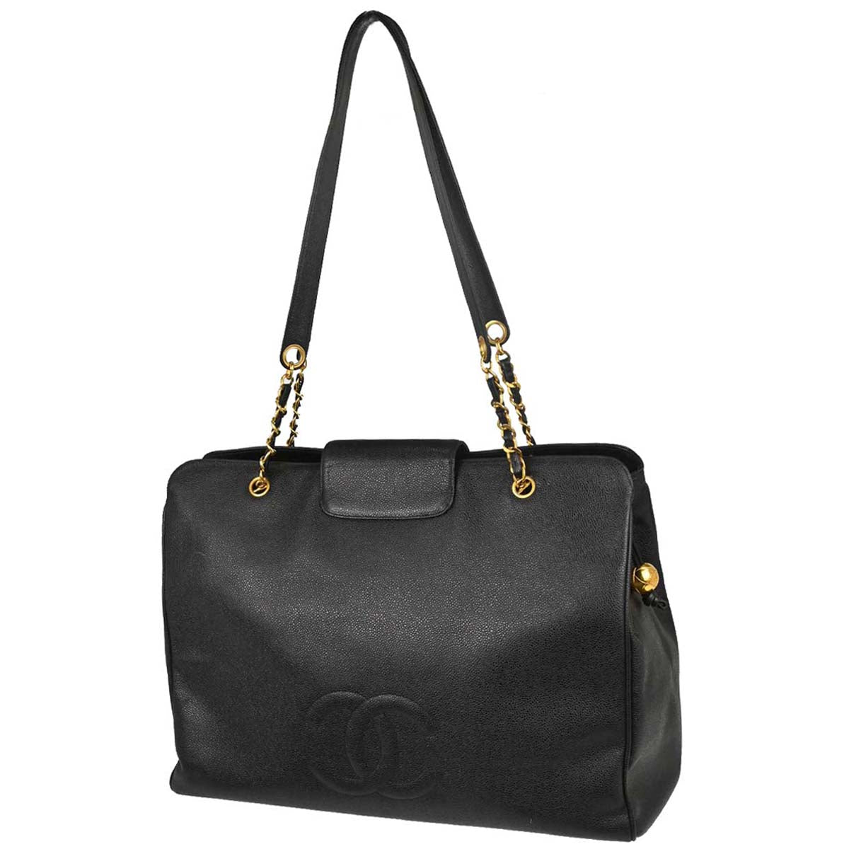 Chanel Black Caviar Supermodel Tote Shoulder Bag