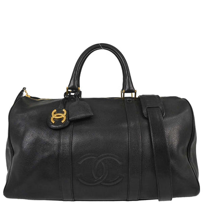Chanel 1994-1996 Black Caviar 2way Duffle Handbag