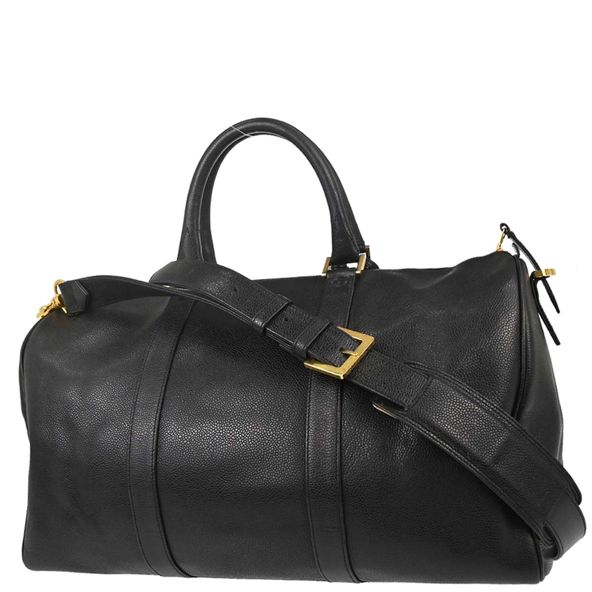 Chanel 1994-1996 Black Caviar 2way Duffle Handbag