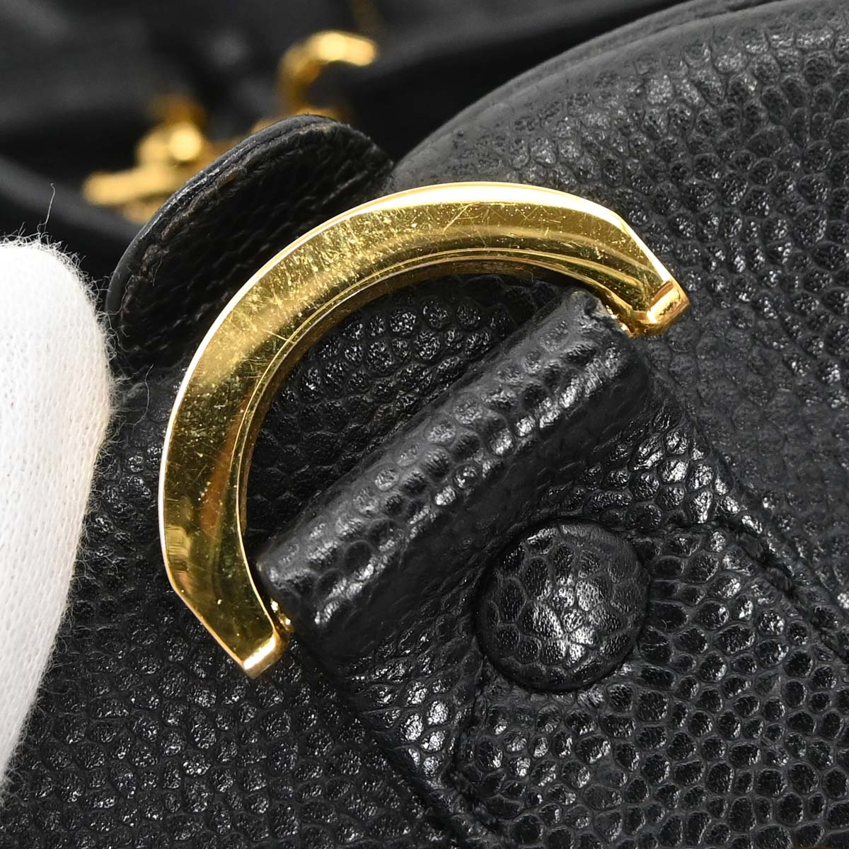 Chanel 1994-1996 Black Caviar 2way Duffle Handbag