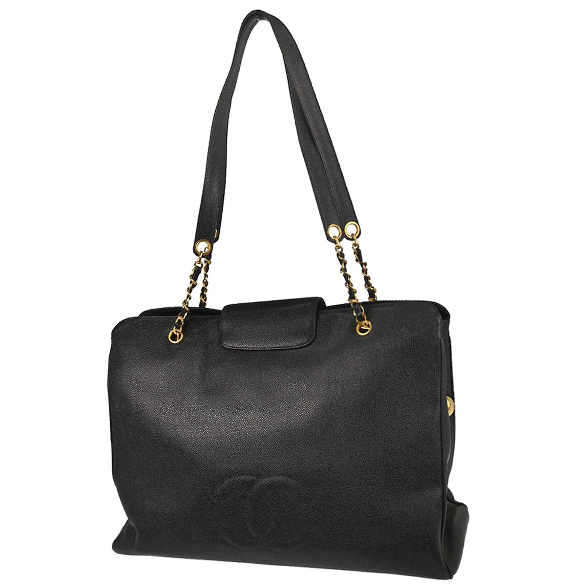 Chanel 1996-1997 Black Caviar Supermodel Tote Shoulder