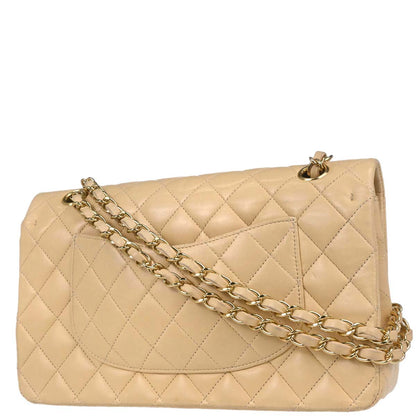Chanel Beige Lambskin Medium Classic Double Flap Shoulder Bag