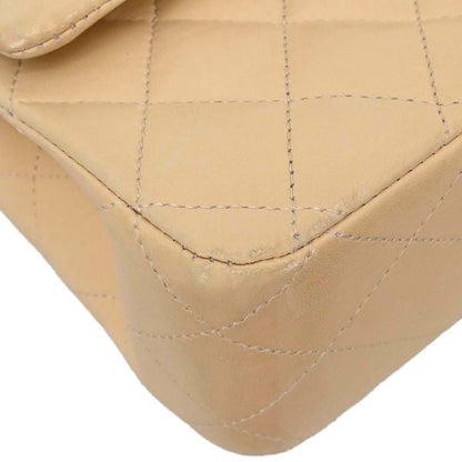 Chanel Beige Lambskin Medium Classic Double Flap Shoulder Bag