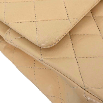 Chanel Beige Lambskin Medium Classic Double Flap Shoulder Bag