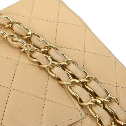 Chanel Beige Lambskin Medium Classic Double Flap Shoulder Bag
