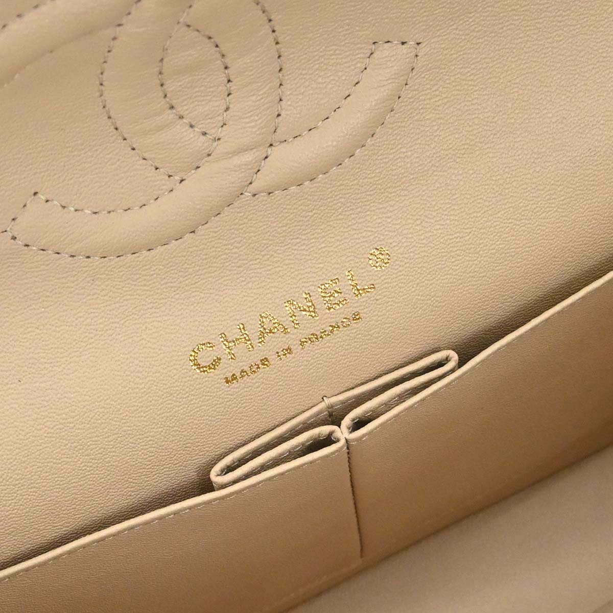 Chanel Beige Lambskin Medium Classic Double Flap Shoulder Bag