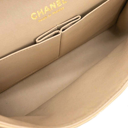 Chanel Beige Lambskin Medium Classic Double Flap Shoulder Bag