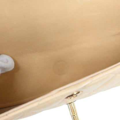 Chanel Beige Lambskin Medium Classic Double Flap Shoulder Bag