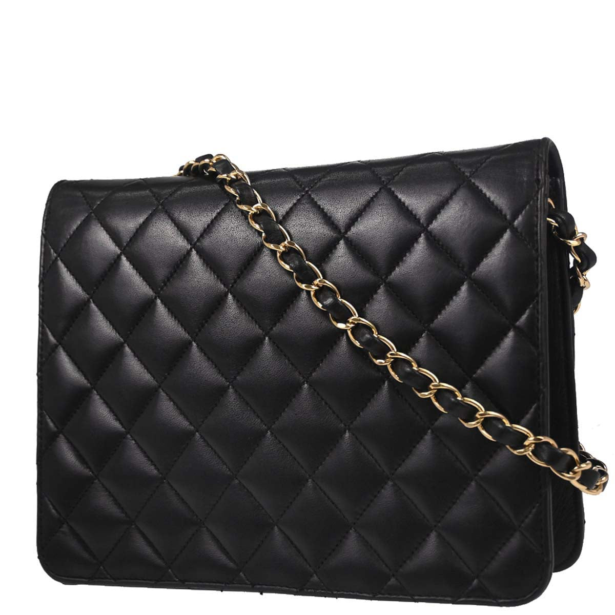 Chanel Black Lambskin Turnlock Small Half Flap Shoulder Bag