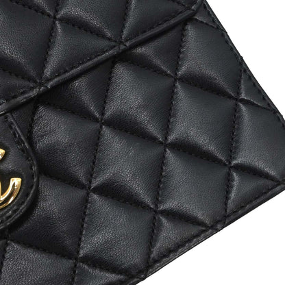 Chanel Black Lambskin Turnlock Small Half Flap Shoulder Bag