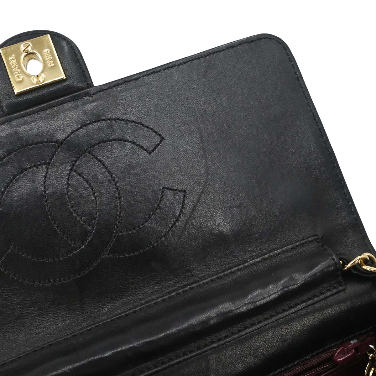 Chanel Black Lambskin Turnlock Small Half Flap Shoulder Bag
