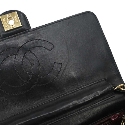 Chanel Black Lambskin Turnlock Small Half Flap Shoulder Bag