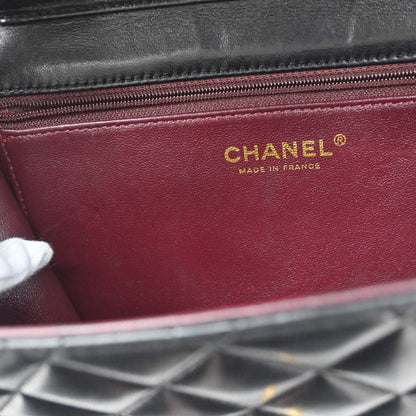 Chanel Black Lambskin Turnlock Small Half Flap Shoulder Bag