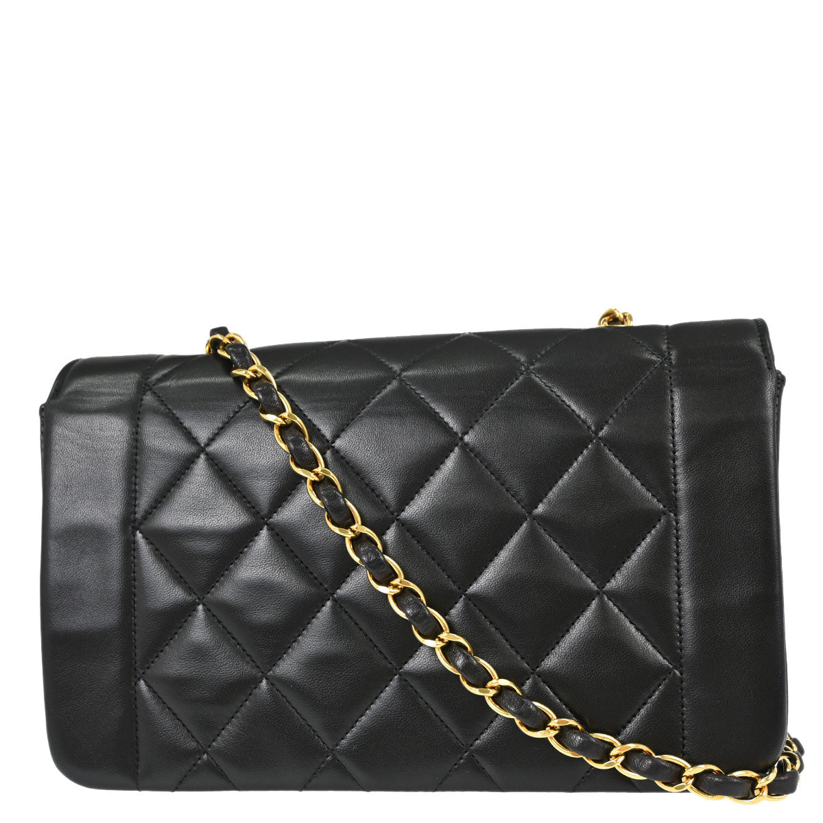 Chanel 1994-1996 Black Lambskin Small Diana Shoulder Bag