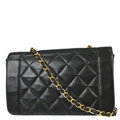 Chanel 1994-1996 Black Lambskin Small Diana Shoulder Bag