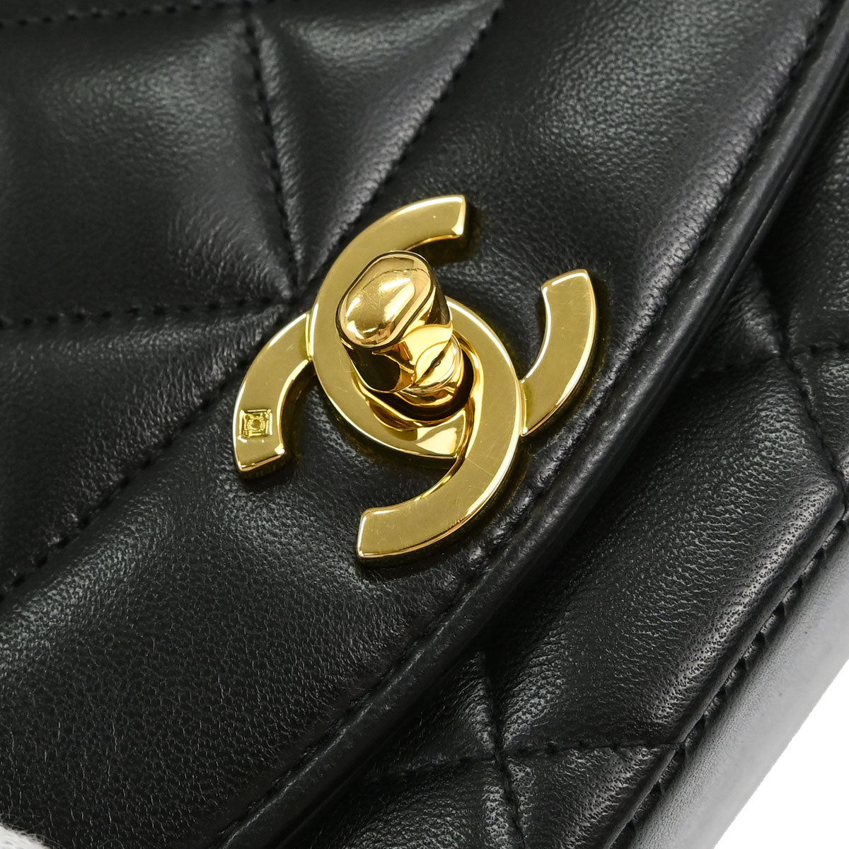 Chanel 1994-1996 Black Lambskin Small Diana Shoulder Bag