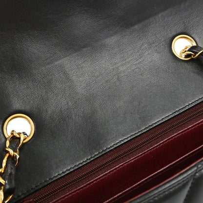 Chanel 1994-1996 Black Lambskin Small Diana Shoulder Bag