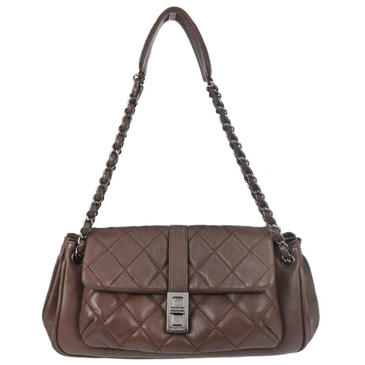 Chanel 2005-2006 Brown Caviar Skin Mademoiselle Lock Handbag
