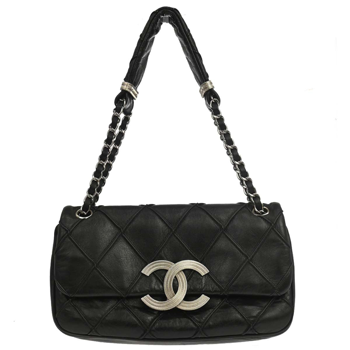 Chanel Black Lambskin CC Flap Handbag