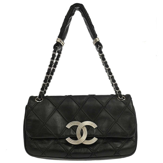 Chanel Black Lambskin CC Flap Handbag