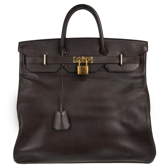 Hermes Chocolat Ardennes HAC Haut a Courroies 45 Handbag
