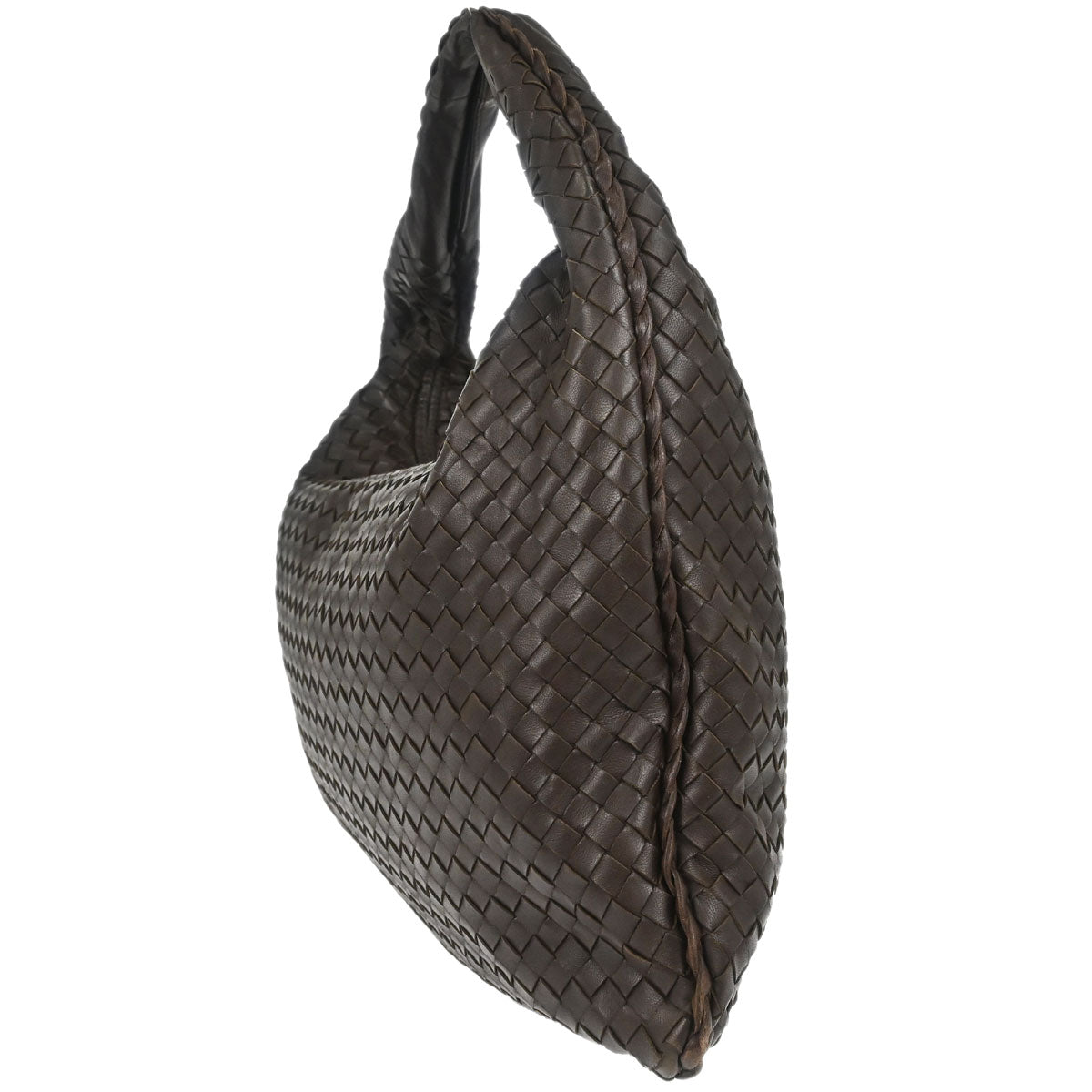 Bottega Veneta Brown Lambskin Intrecciato Hobo Handbag